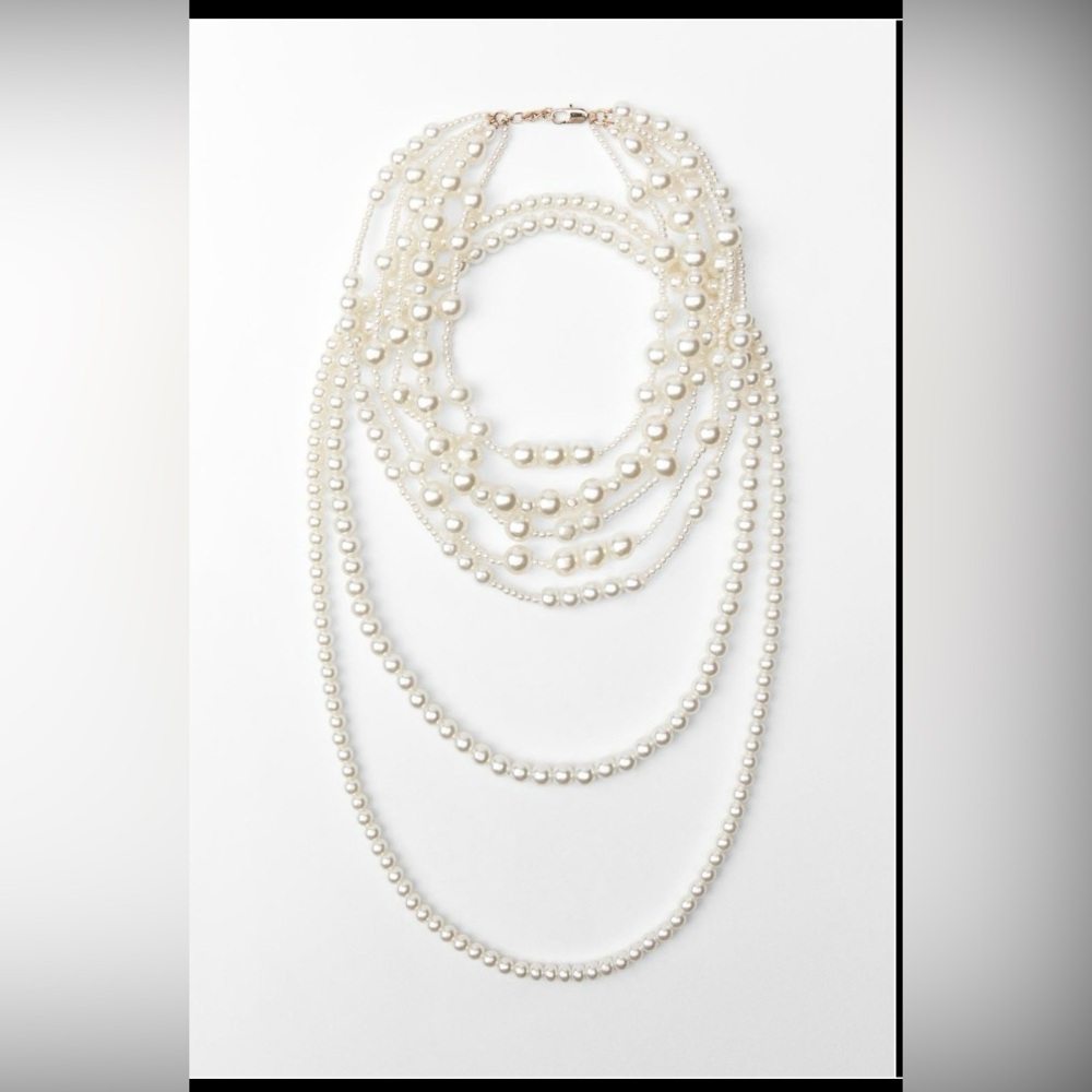 ZARA NEW WOMAN SS24 LONG FAUX PEARL NECKLACE